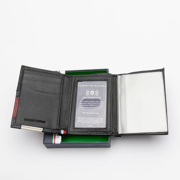 Tommy Hilfiger Men Orson II Angled Flag Trifold Leather Wallet - Picture 3 of 6